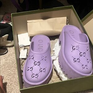 Gucci Lilac Platform Slides